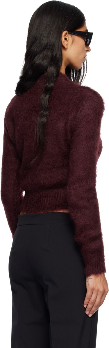 Sveter Max Mara Max Mara Adatti Fuzzy Cropped Mock-Neck Sweater Vínová | 2521366263600, 2