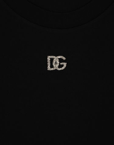 Tričko Dolce & Gabbana Cotton T-shirt With Crystal Dg Logo Čierna | F8U08ZG7B3UN0000, 3
