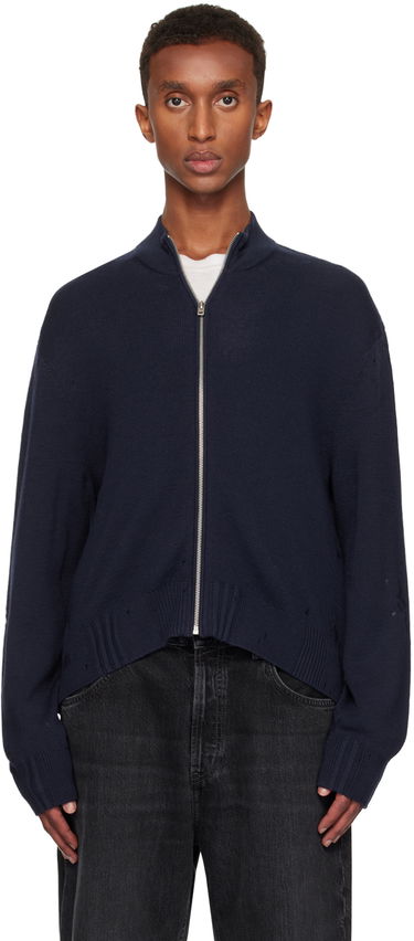 Sveter Acne Studios Acne Studios Distressed Zip Cardigan Navy | B60334-, 0