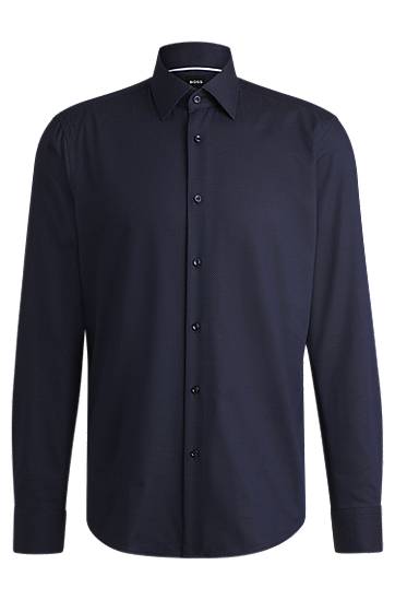 Košeľa BOSS Regular-Fit Micro-Patterned Stretch Cotton Shirt Navy | 50533979, 0
