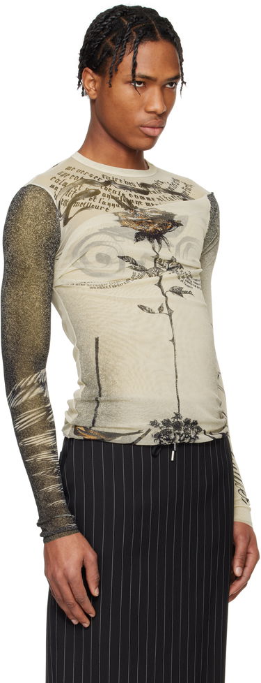 Tričko Jean Paul Gaultier Jean Paul Gaultier 'The Tattoo Rose and Bird' T-Shirt Béžová | 25/34-F-TO269-T583-030030, 1