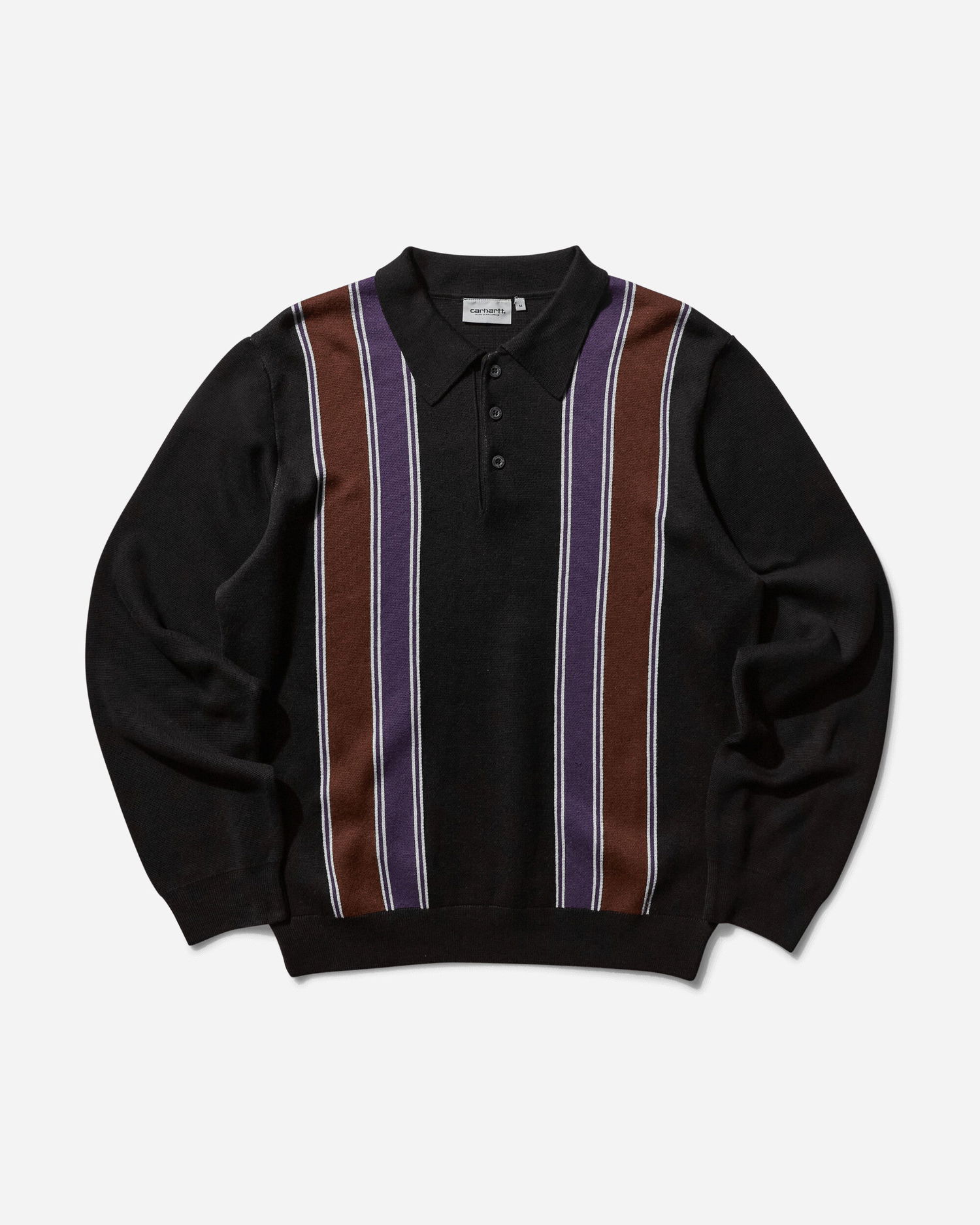 Sveter Carhartt WIP Longsleeve Polo Sweater Stripe Čierna | I034032 2KFXX, 1