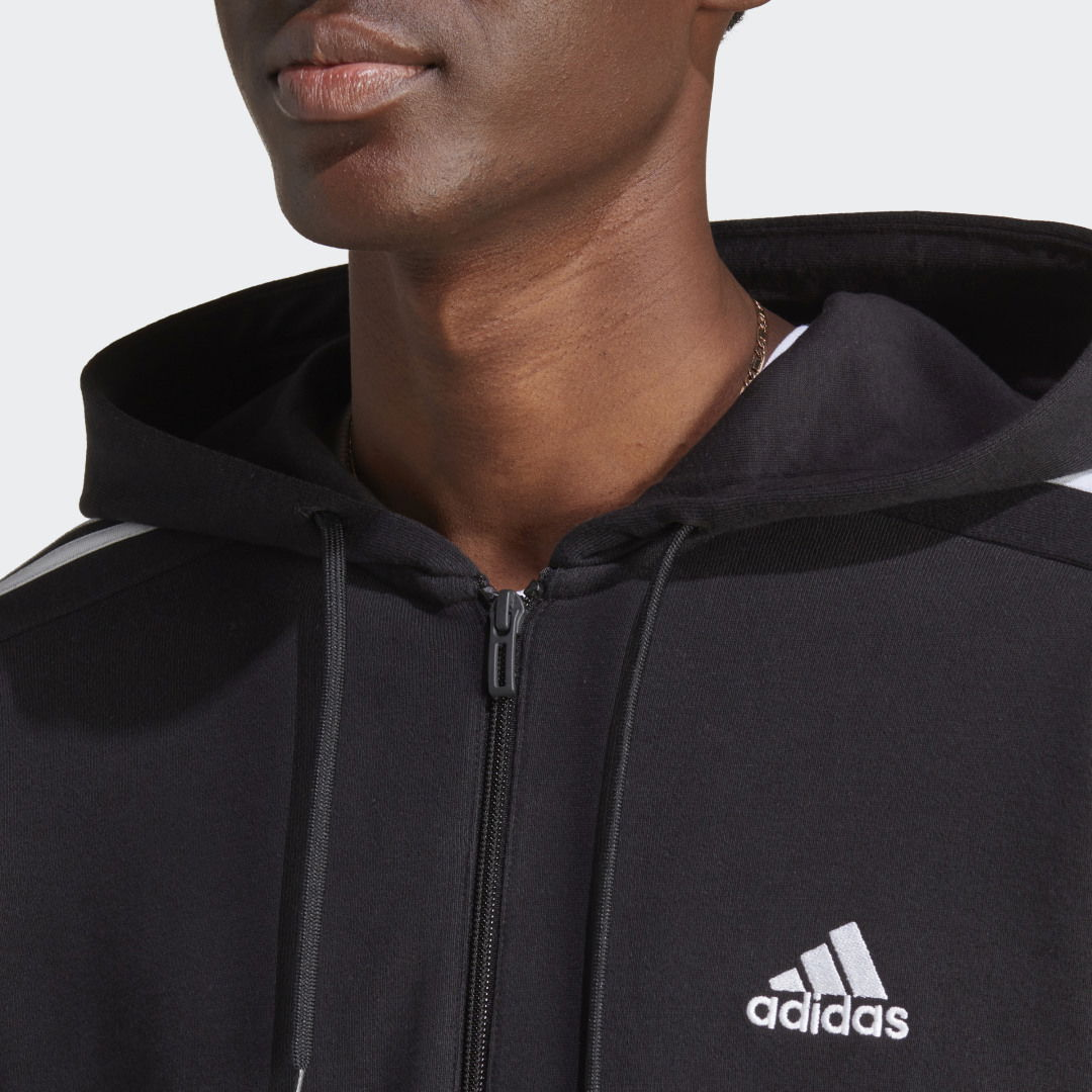 Essentials French Terry 3-Stripes Full-Zip Hoodie