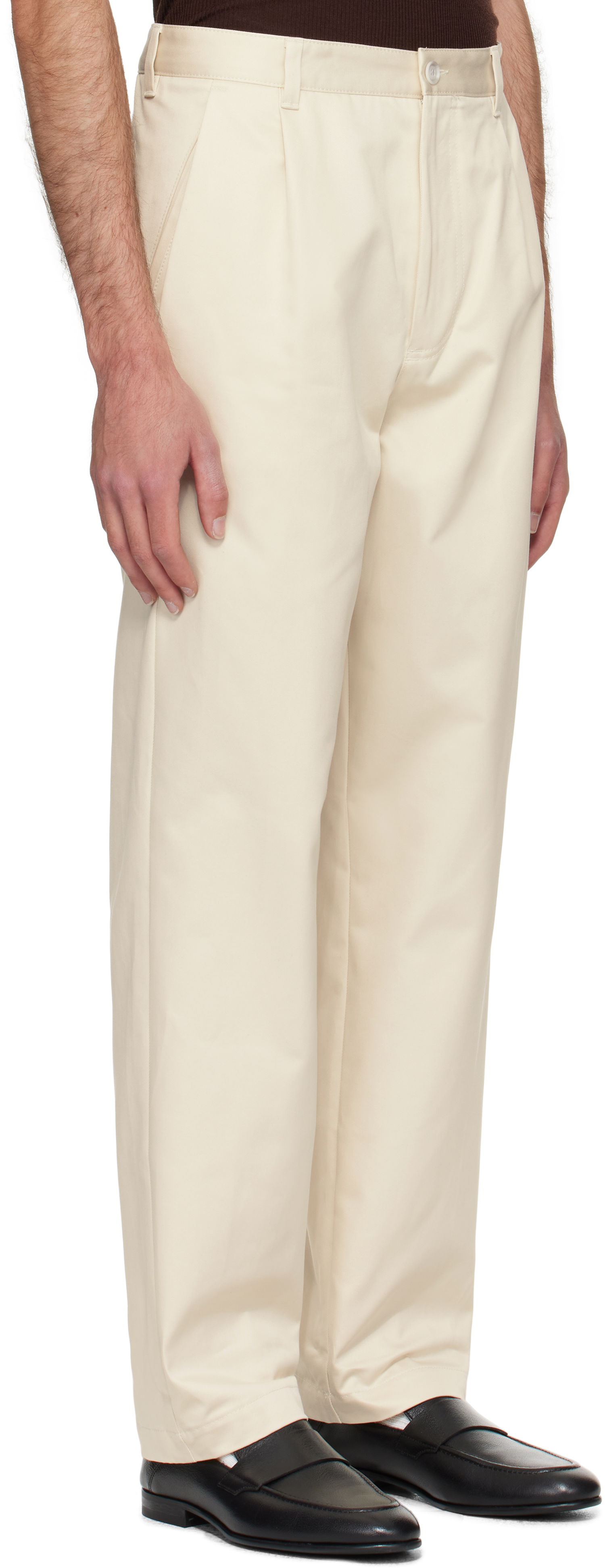 Nohavice BOSS Relaxed-Fit Cotton Twill Trousers Biela | 50546924, 1