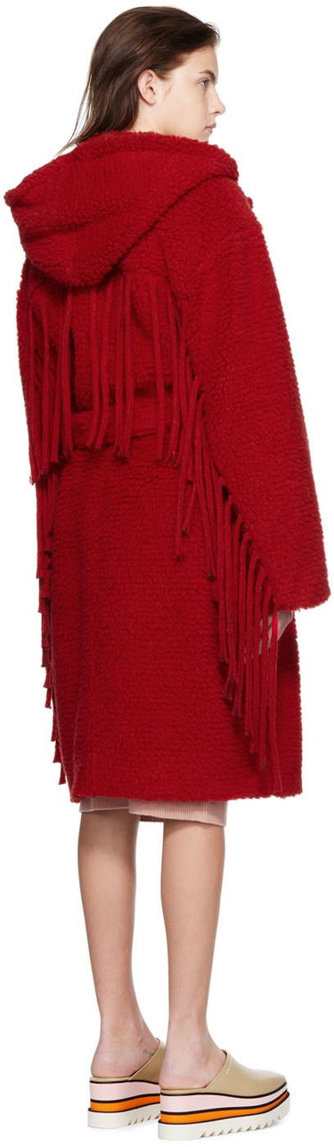 Kabáty Stella McCartney Stella McCartney Women's Hooded Teddy Coat Červená | 6800063AU606, 2