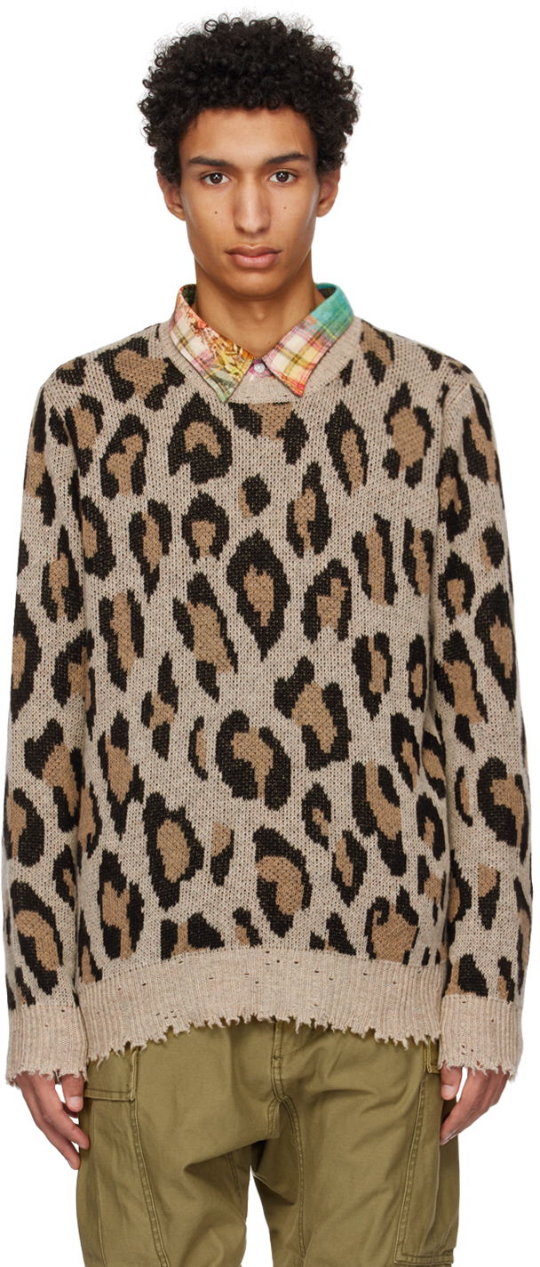 Sveter R13 R13 Leopard Knit Sweater Béžová | R13W3571-10