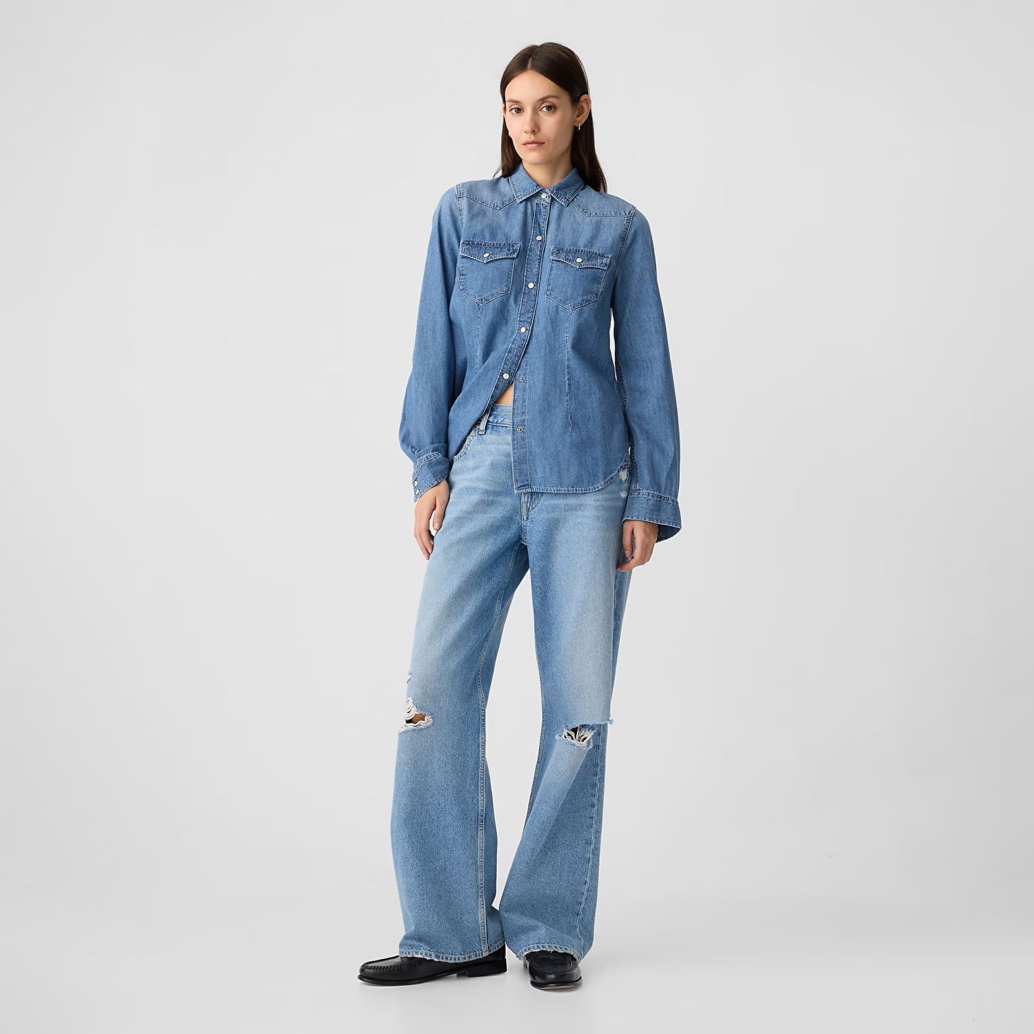 Košeľa GAP Denim Shirt Medium Wash Modrá | 796264-01, 1