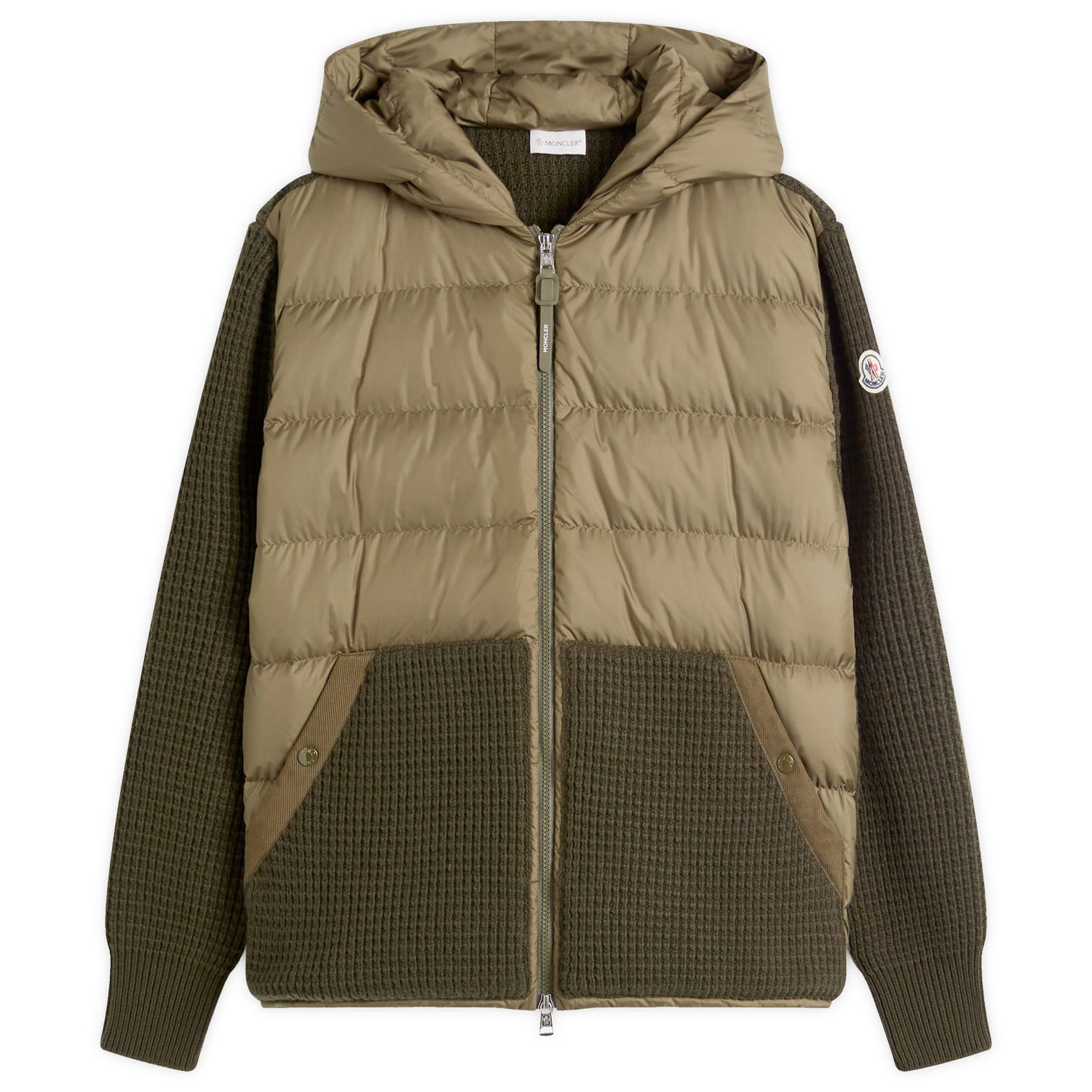 Prešívaná bunda Moncler Knit Waffle Jacket With Hood Zelené | 9B000-31-M4281-828, 0