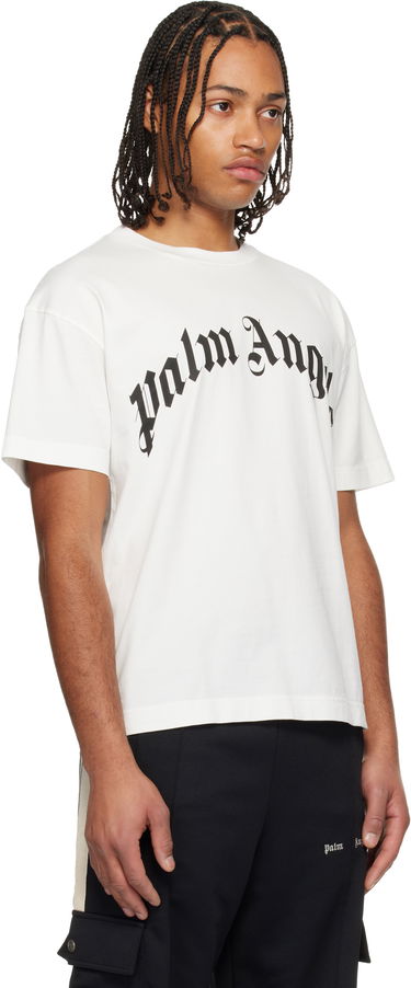 Tričko Palm Angels Palm Angels Curved Logo Regular T-Shirt Biela | PMAA109F25JER0030310, 4