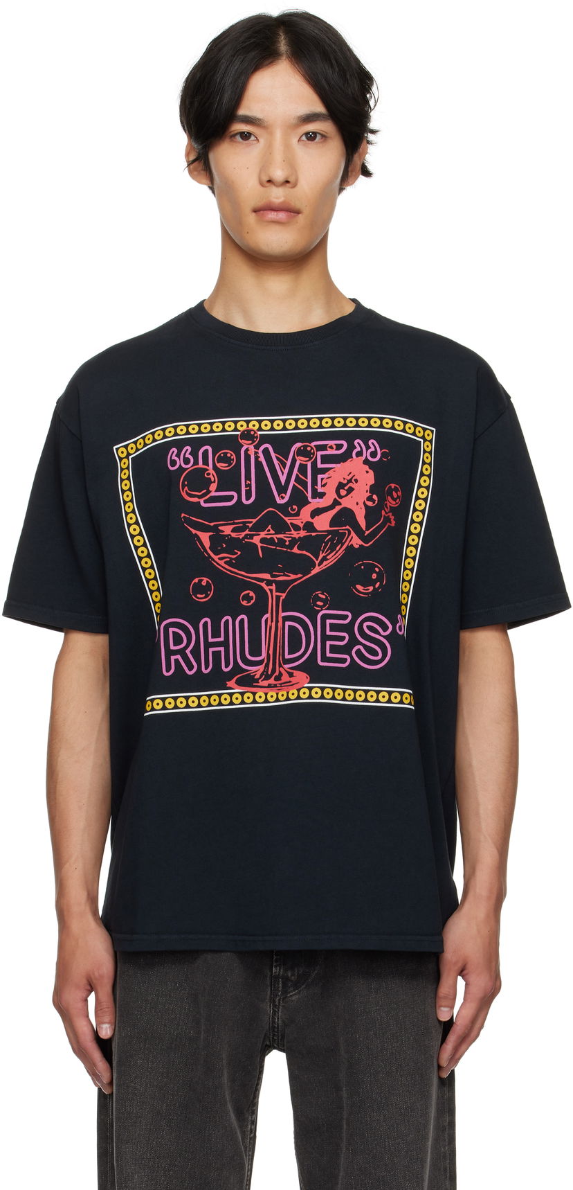 Tričko Rhude Rhude 'Live Rhudes' Graphic T-Shirt Čierna | RHPF25TT04012