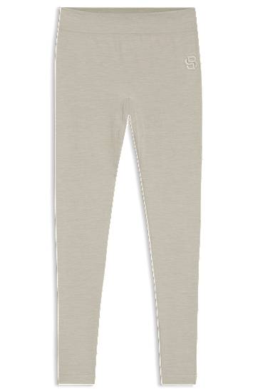 Legíny BOSS Ski base layer trousers in wool-blend jersey Béžová | 50544376, 0