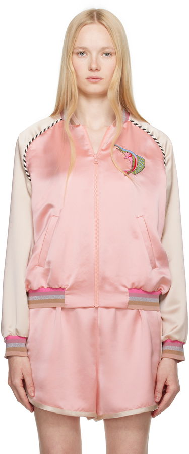 Bomber bunda Anna Sui Anna Sui Satin Embroidered Souvenir Bomber Jacket Ružová | 325D31, 0