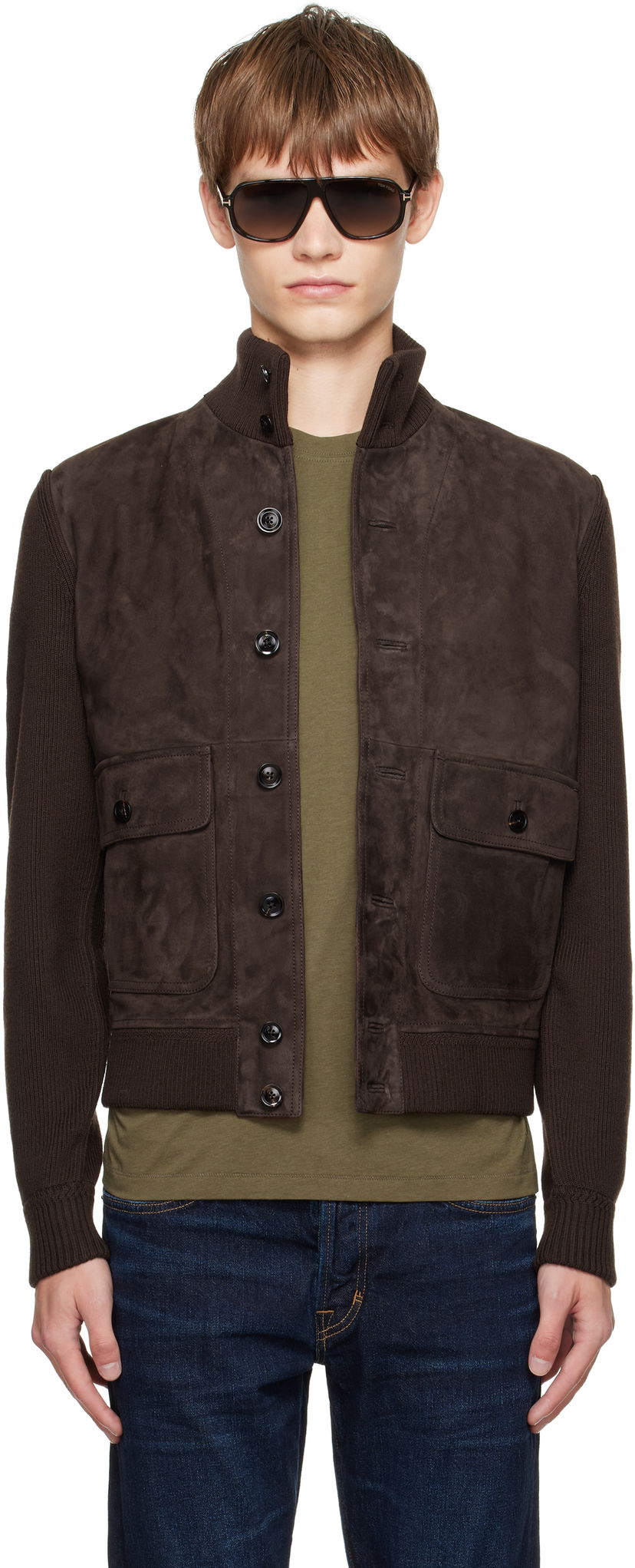 Bunda Tom Ford TOM FORD Suede and Merino Jacket Hnedá | KBF001-YMW110