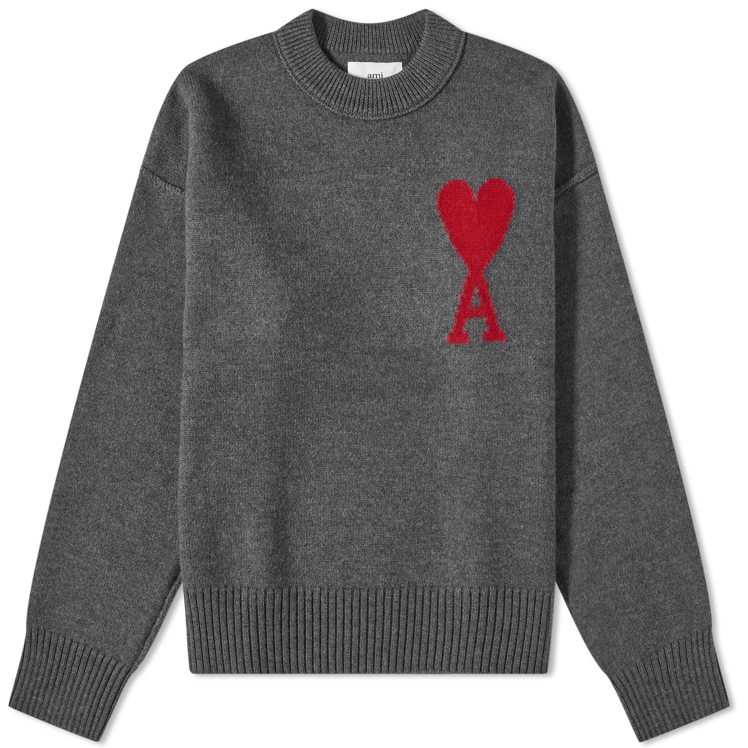 Sveter AMI A Heart Crewneck Šedá | BFUKS006-018-084, 0
