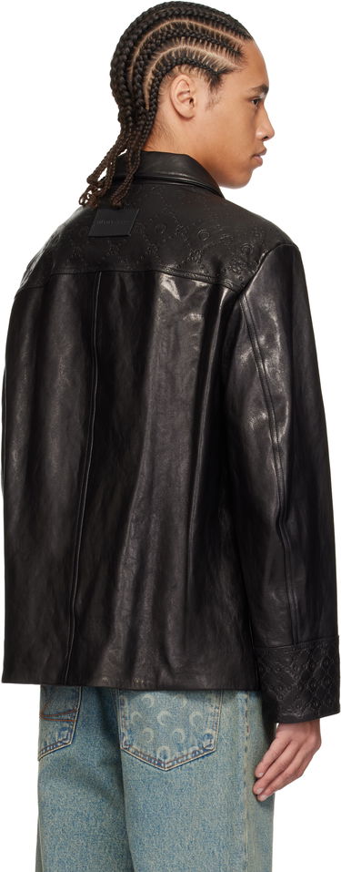 Bunda Marine Serre Marine Serre Monogram Embossed Boxy Leather Jacket Čierna | MJA065B RLEA0021, 2