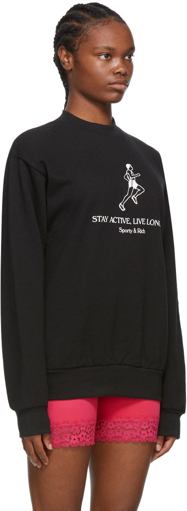 Mikina Sporty & Rich Sporty & Rich 'Live Longer' Sweatshirt Čierna | Live Longer Crewneck, 1