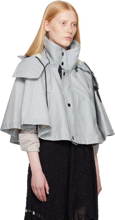 Bunda Burberry Burberry Hooded Capelet Jacket Šedá | 8109388, 1