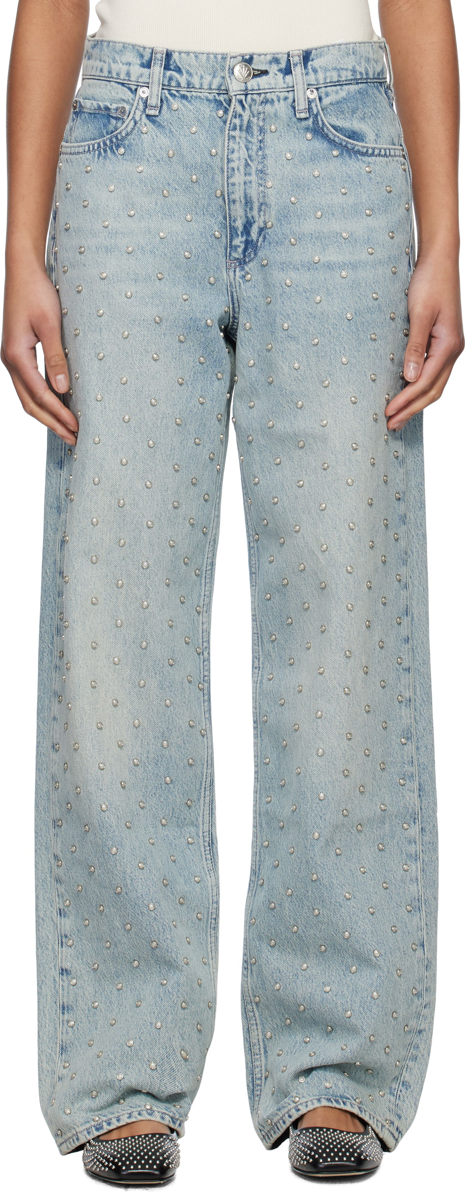 Džínsy rag & bone rag & bone Shea Relaxed Straight Jeans Modrá | WDD24H2998RGDE, 0