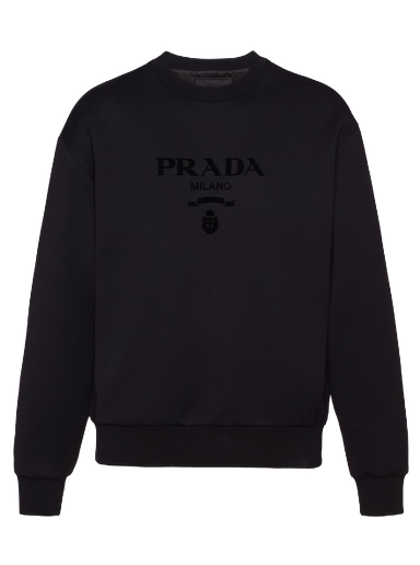 Sveter Prada Chenille Logo Crewneck Čierna | UJL207S2211Z54