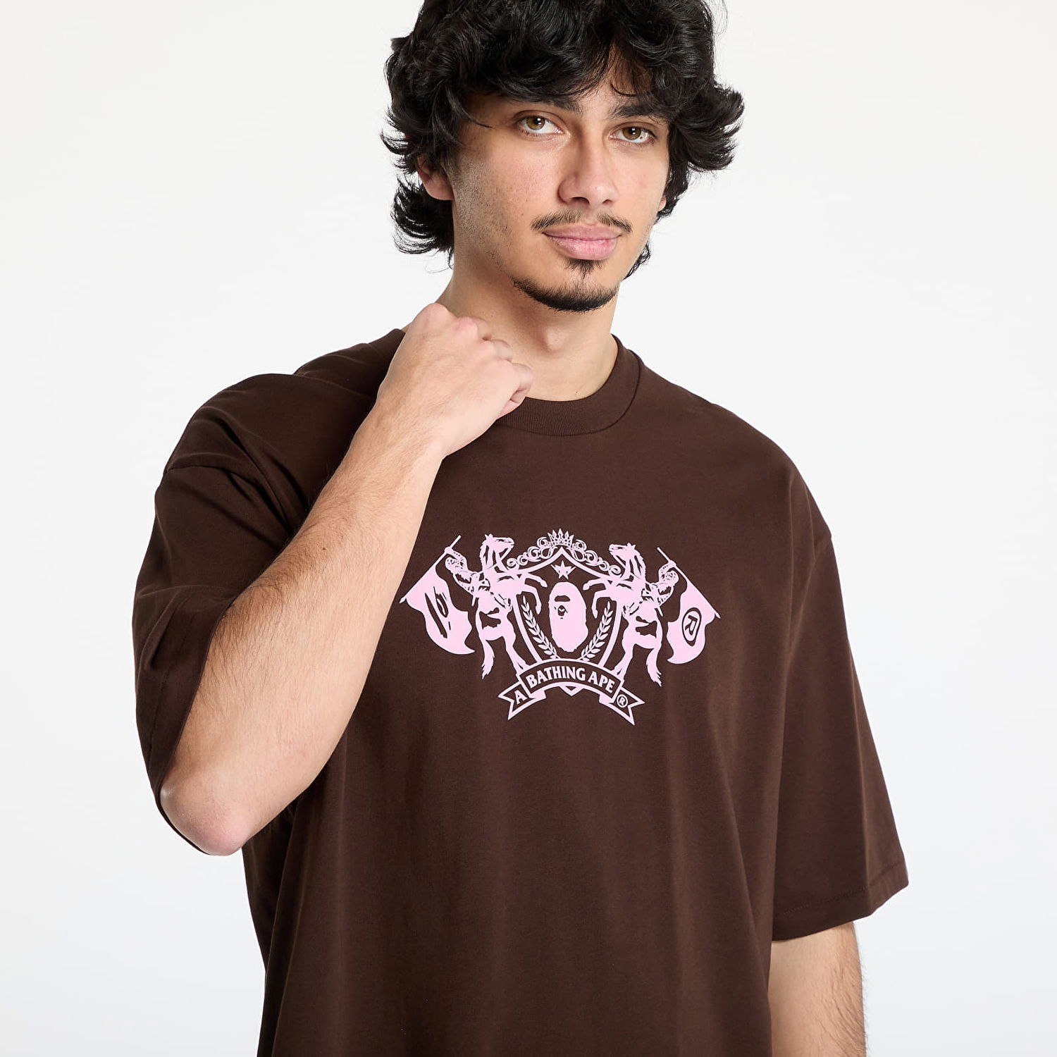 Tričko BAPE A BATHING APE College Logo Relaxed Fit Tee Hnedá | 001TEL301316MBRW, 1