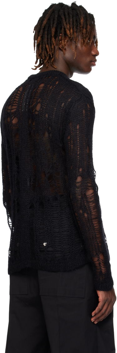 Sveter Rick Owens Rick Owens Hollywood Biker Round Neck Sweater Čierna | RU01E5606 KNETMH, 2