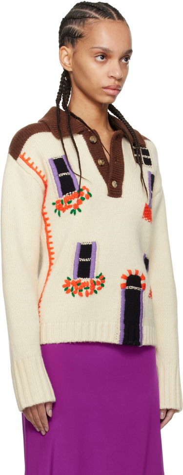 Sveter JW Anderson JW Anderson House Intarsia Polo Sweater Červená | KW1405-YN0413, 4