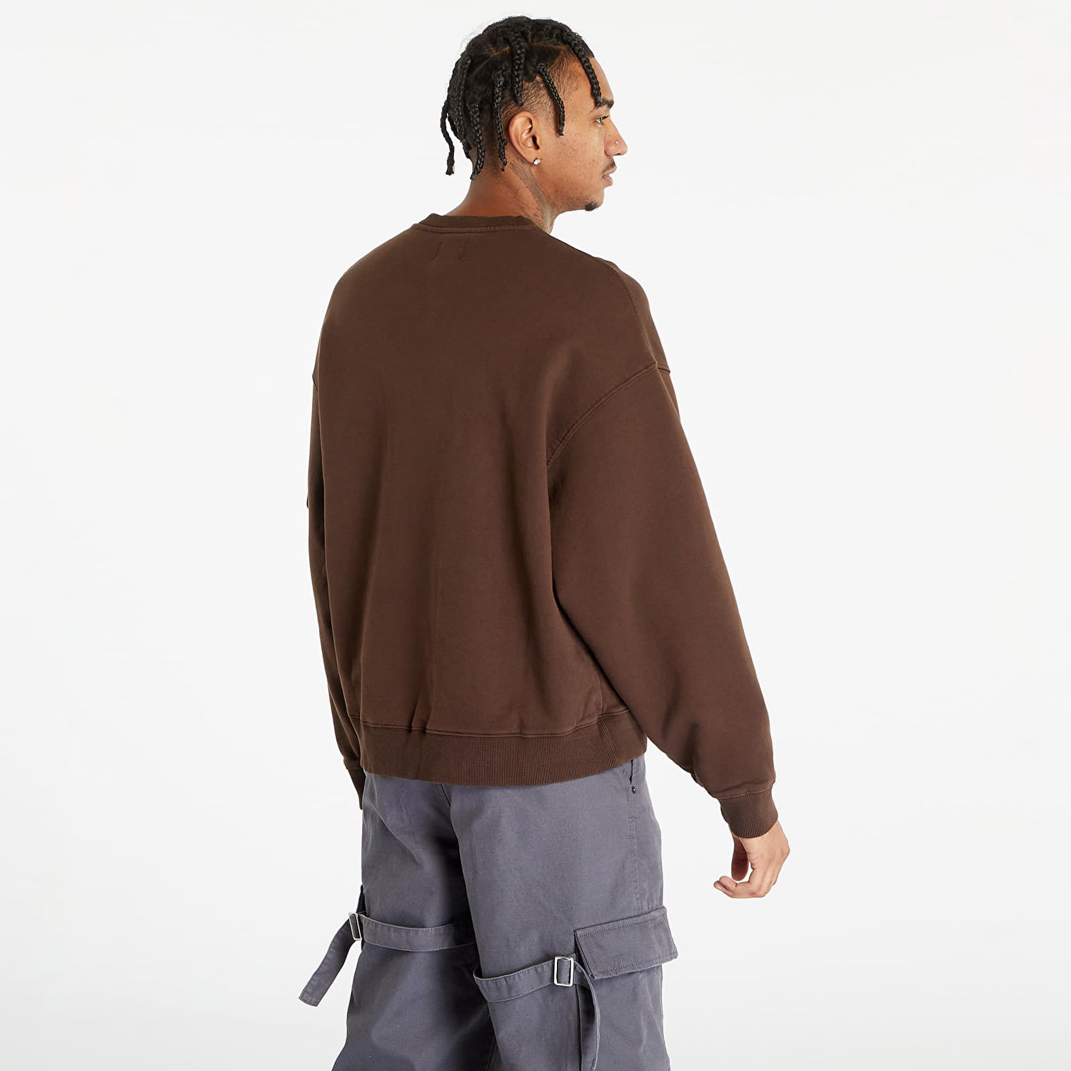 Sveter Patta Basic Pigment Dye Pocket Crewneck Hnedá | BC23-PIGMENT-DYE-POCKET-BCS-001, 1