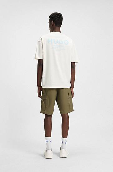 Šortky BOSS Structured Cotton Cargo Shorts with Drawstring Zelené | 50517924, 1