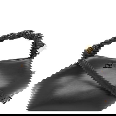 Kabelka GANNI Braided Handle Leather Shoulder Bag Čierna | A5241-099, 0