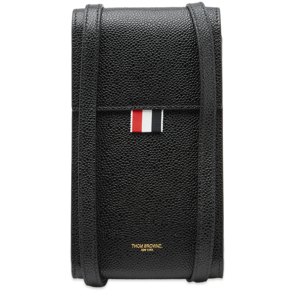 Taška cez rameno Thom Browne Thom Browne Pebbled Leather Phone Crossbody Bag Čierna | MAC113A-00198-001, 0