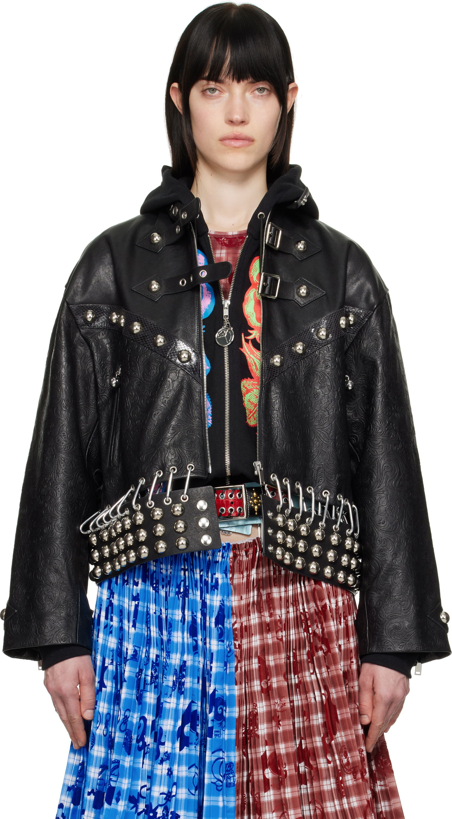 Bunda Chopova Lowena Chopova Lowena Studded Cropped Leather Jacket Čierna | 5301, 0