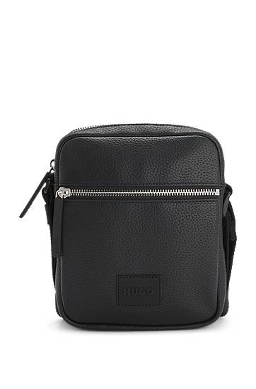 Taška cez rameno BOSS HUGO Grained Faux-Leather Reporter Bag Čierna | 50535669, 0