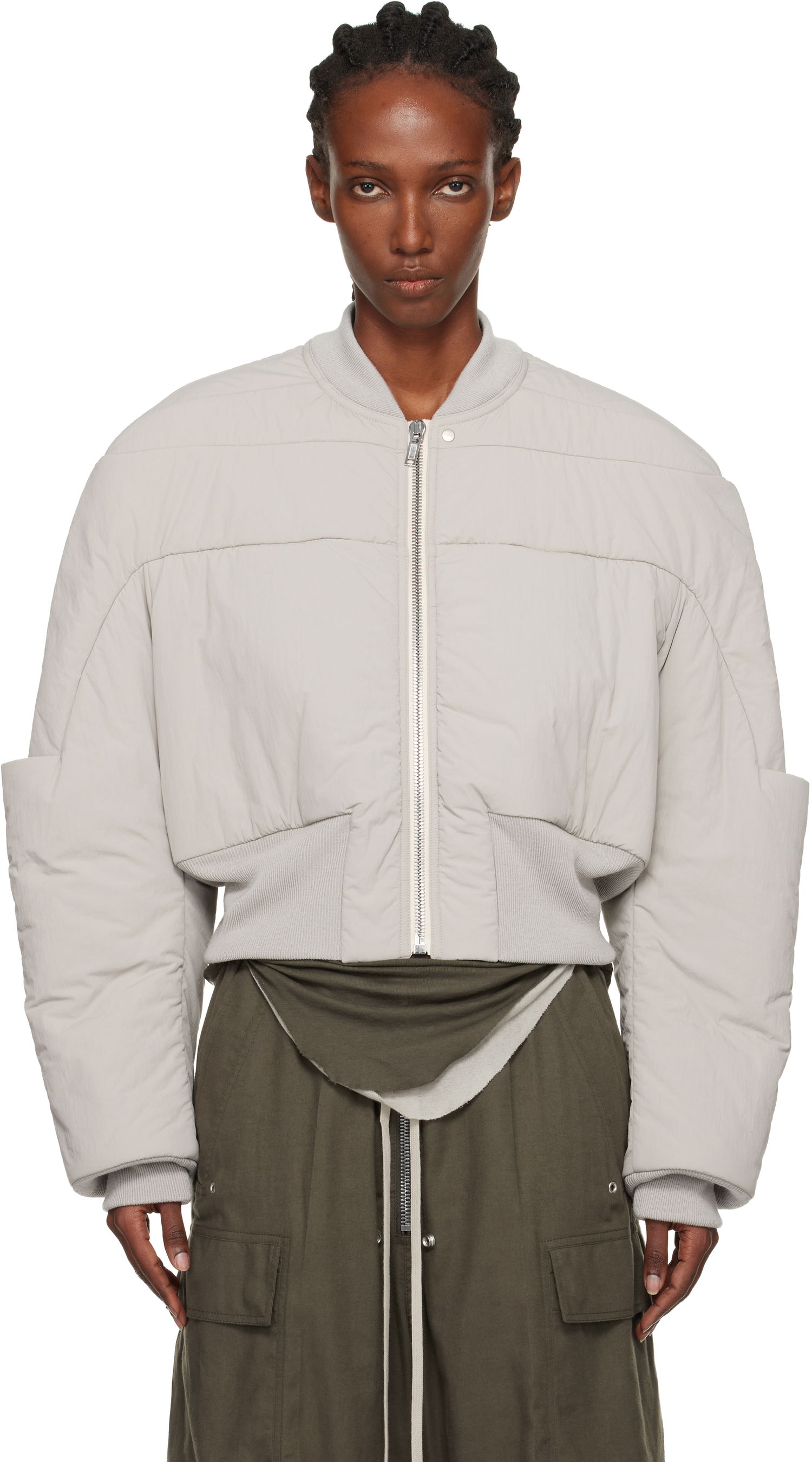 Bomber bunda Rick Owens Concordians Girdered Cropped Bomber Down Jacket Šedá | RP02E4779 MTT0, 0