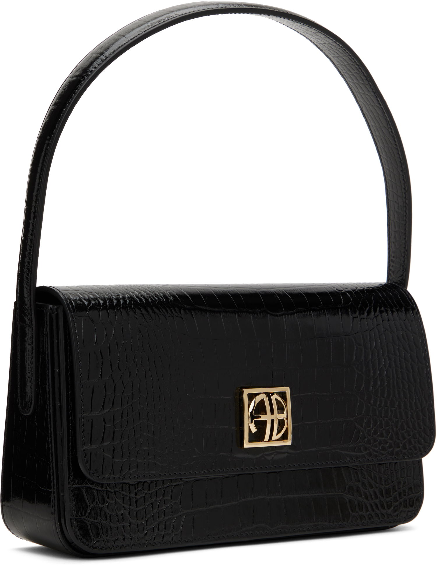 Kabelka Anine Bing Crocodile Embossed Leather Shoulder Bag Čierna | A-13-10232-010, 1