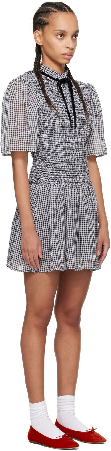 Šaty GANNI GANNI Sheer Check Smock Mini Dress Čierna | W0034, 1