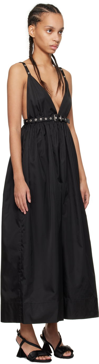 Šaty GANNI GANNI Duchesse Nylon Strap Maxi Dress Čierna | W0030, 1