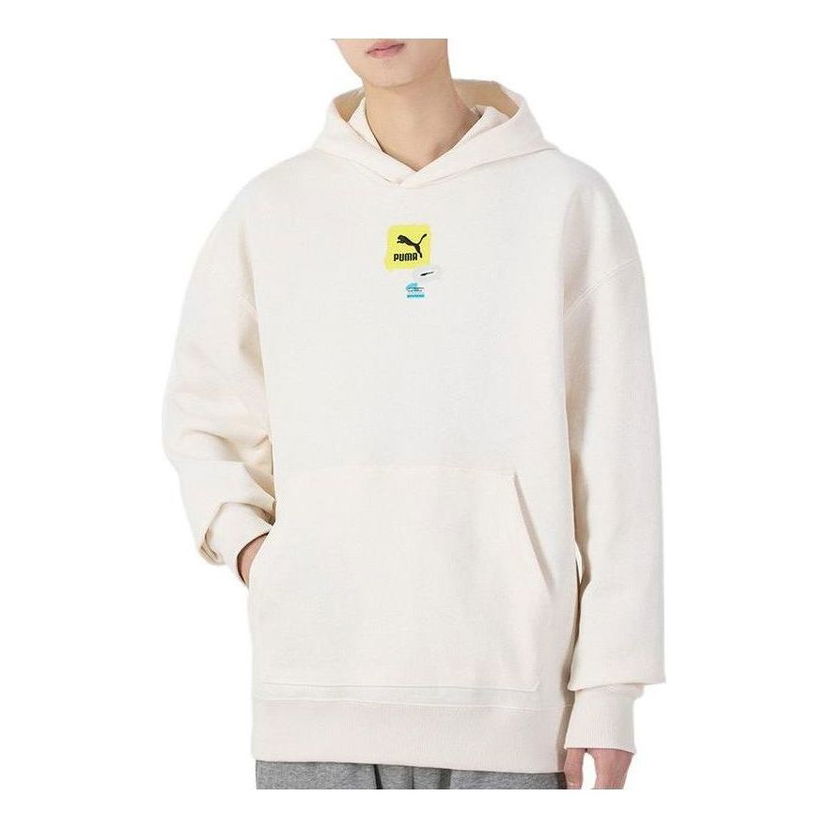 Mikina Puma Oversize Graphic Logo Hoodie Biela | 536061-65
