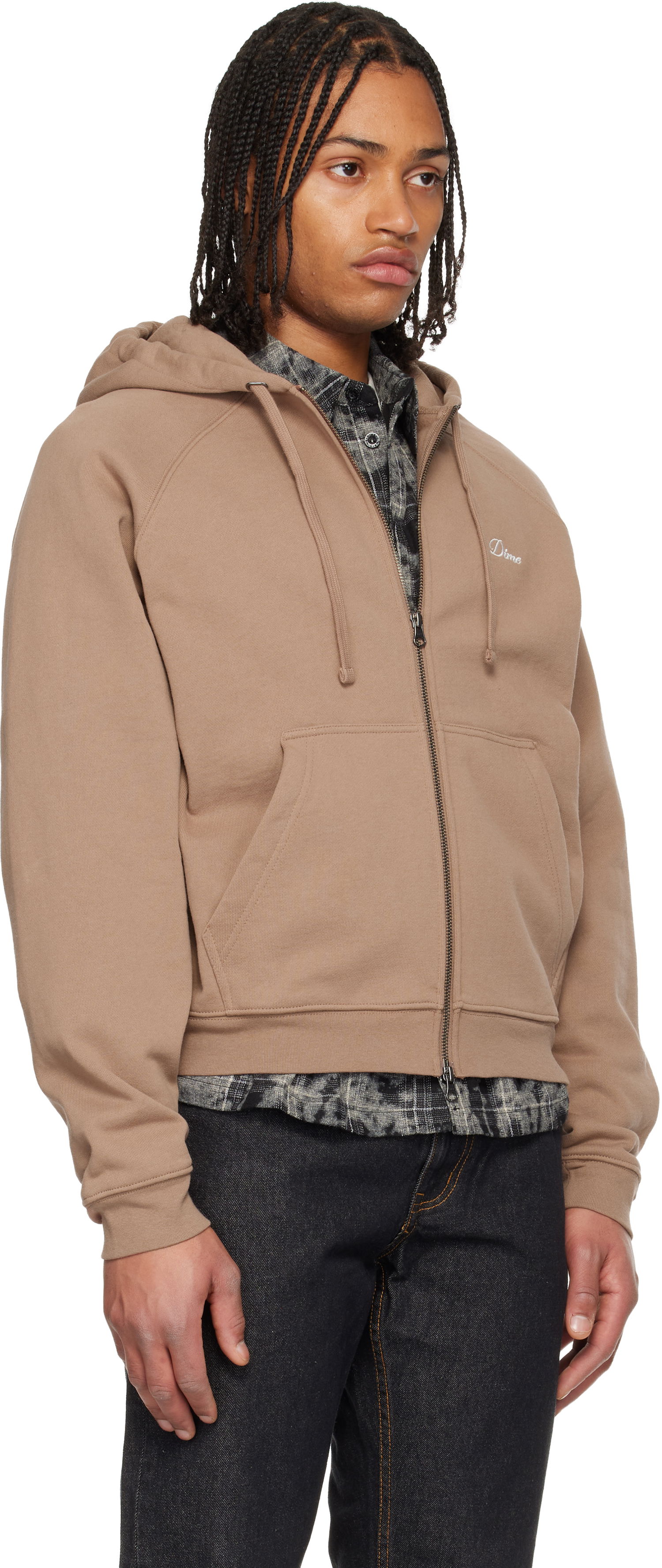 Mikina Dime Cursive Small Logo Zip Hoodie Béžová | DIMEHO2558SEP, 1