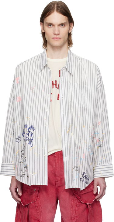 Košeľa R13 R13 Drop Neck Striped Shirt Biela | R13MR004-R486B, 0