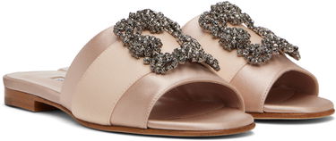 Doplnky Manolo Blahnik Manolo Blahnik Martamod Satin Slide Sandals with Crystal Embellishment Ružová | 218-0049, 3