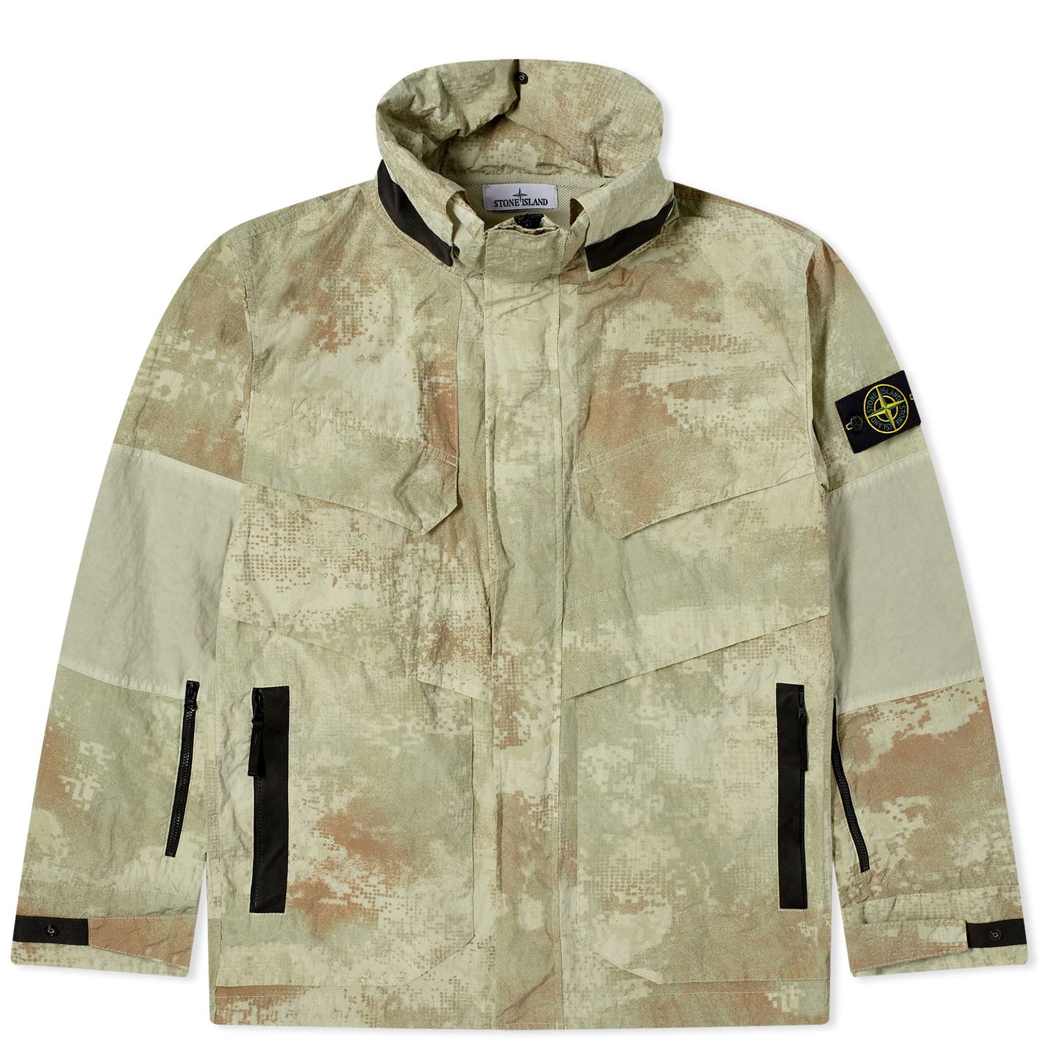 Bunda Stone Island Grid Camo Hooded Jacket Zelené | 8015438E1-V0091, 0