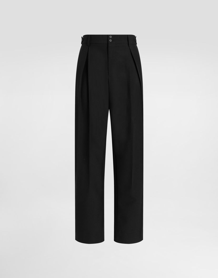 Nohavice Dolce & Gabbana Dolce & Gabbana Wool Blend Pleated Trousers Čierna | GP149THUMF3N0000