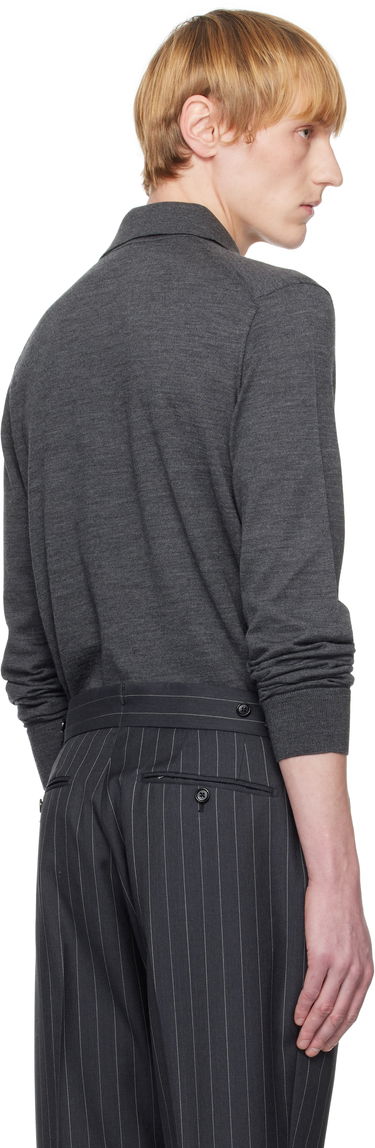 Polo tričko Tom Ford TOM FORD Fine Gauge Wool Polo Šedá | KPL003-YMW070S25, 2