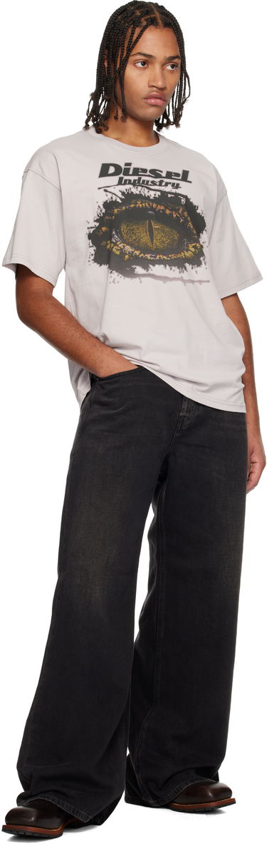 Tričko Diesel Industry Graphic Crocodile Eye Relaxed Fit T-Shirt Šedá | A19640-0PLAT-9CJ, 3