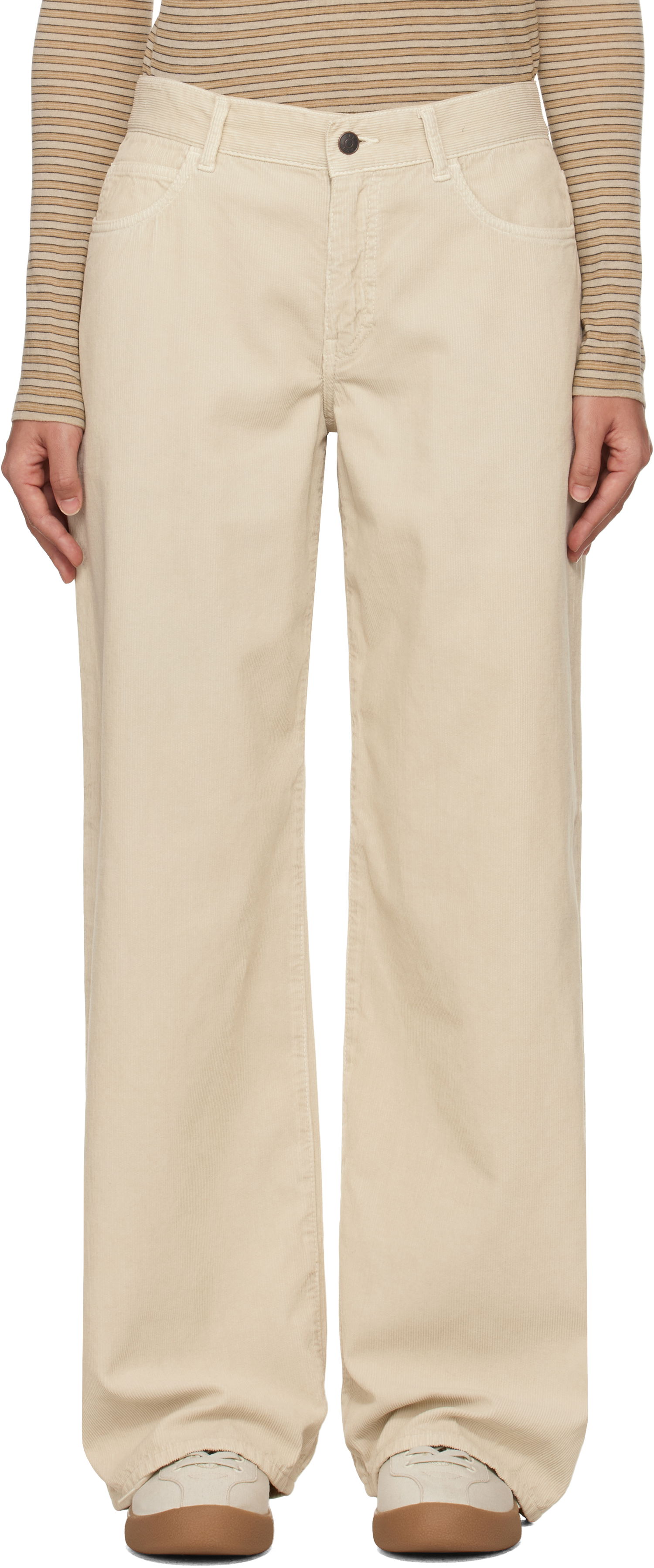 Nohavice The Row The Row Eglitta Wide-Leg Corduroy Trousers Béžová | 6525-W3724, 0