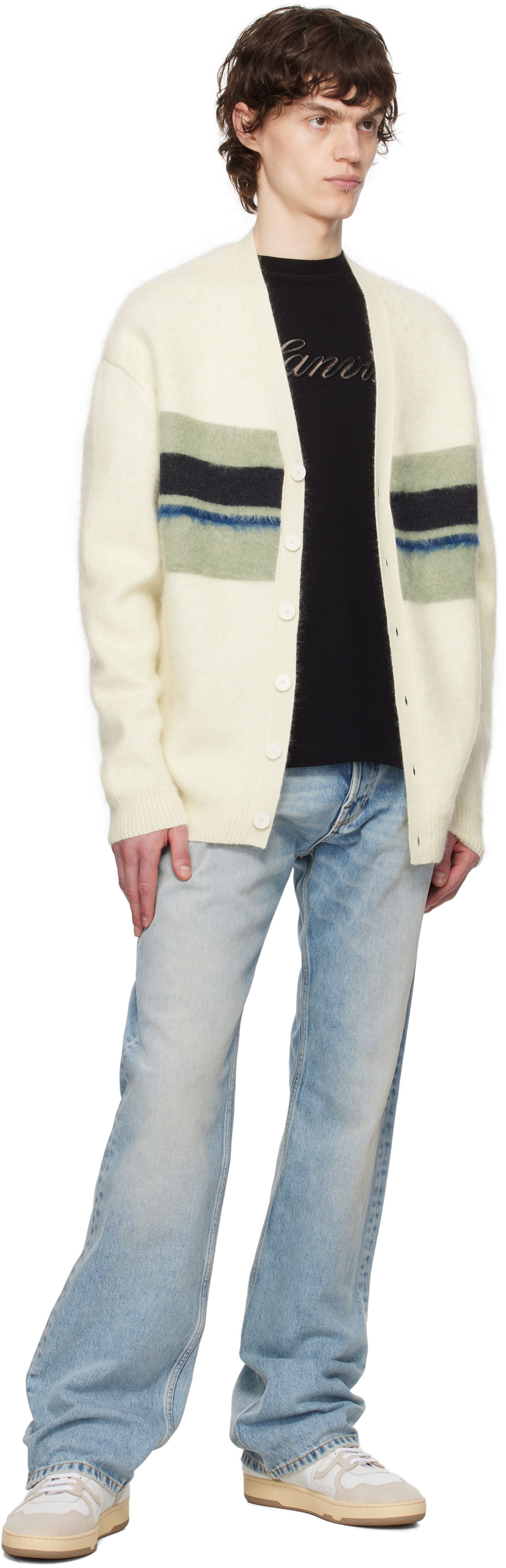Lanvin Striped Brushed Mohair Cardigan