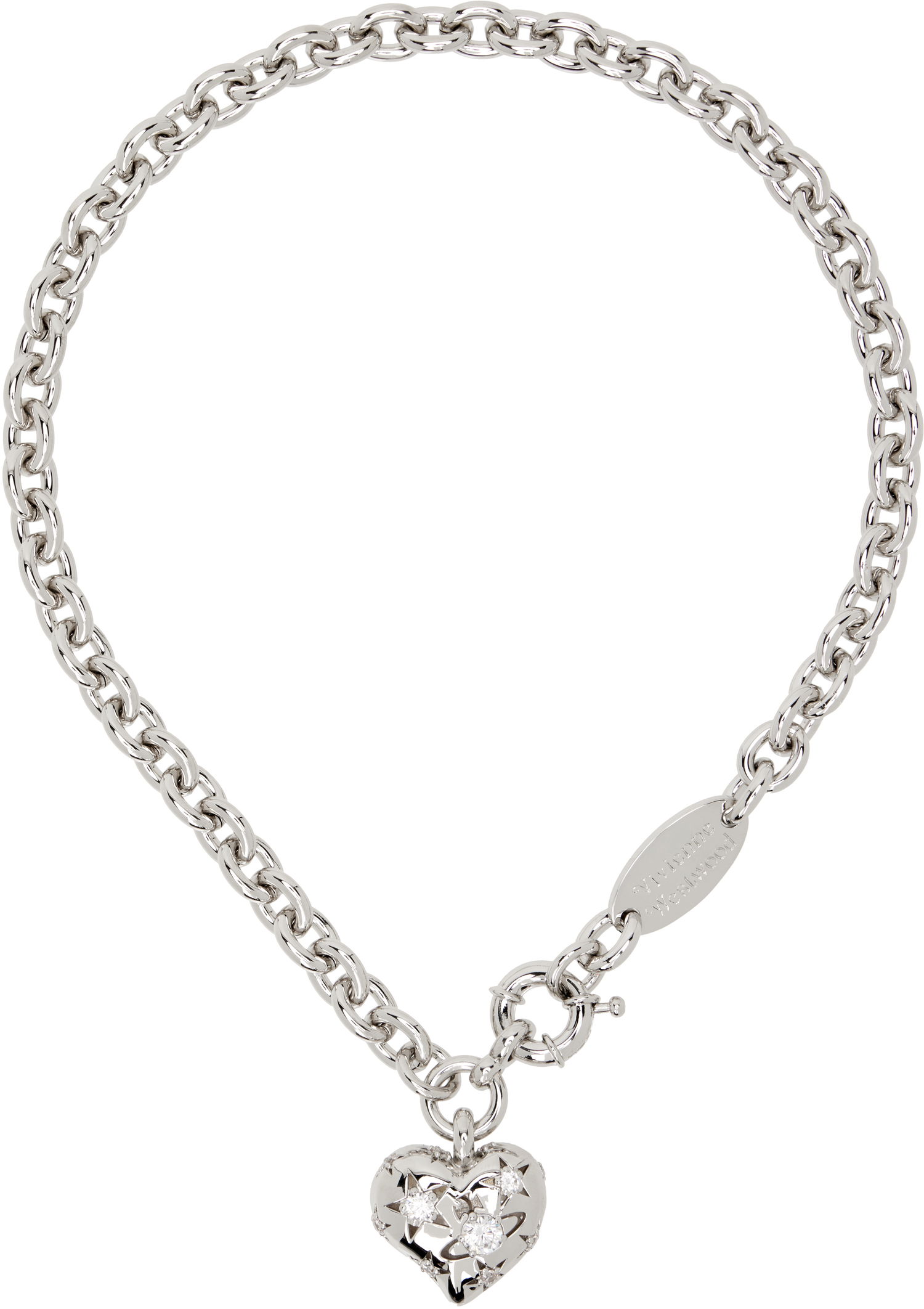 Náhrdelník Vivienne Westwood Vivienne Westwood Lee Chunky Chain Star-Cutout Crystal Heart Pendant Necklace Metalická | 63010148-02P102-, 0