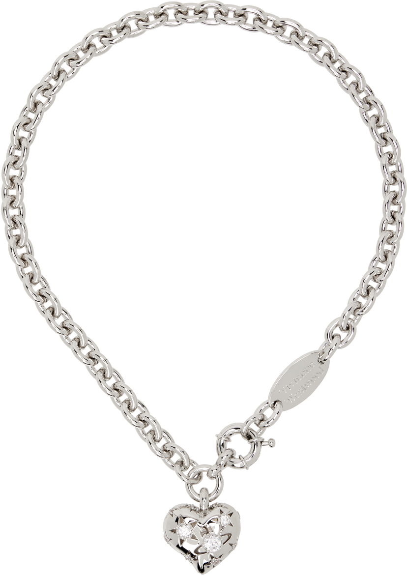 Náhrdelník Vivienne Westwood Vivienne Westwood Lee Chunky Chain Star-Cutout Crystal Heart Pendant Necklace Metalická | 63010148-02P102-