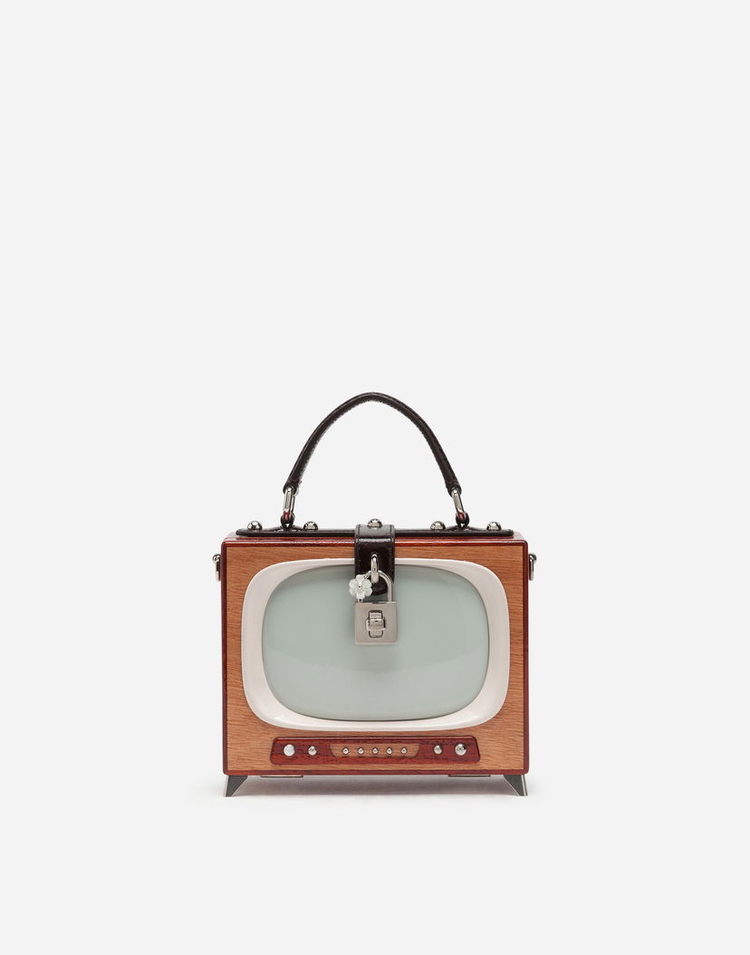 Kabelka Dolce & Gabbana Dolce & Gabbana TV Dolce Box Bag Hand-Painted Wood Hnedá | BB5970A8H0880995