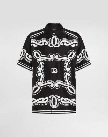Košeľa Dolce & Gabbana Dolce & Gabbana Bandanna Print Silk Shirt Čierna | G5JH9THI1WFHN9RA, 0